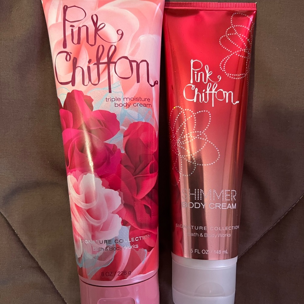 BBW Pink Chiffon Triple Moisture Body Cream and Shimmer Body Cream NWT